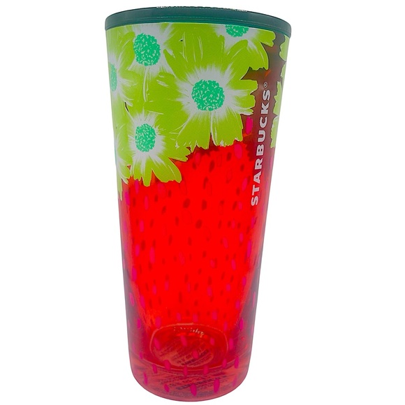 Starbucks Strawberry Glass Cup - Summer 2022 - Tumbler Iced Cold Fruit Red Green - Picture 4 of 8